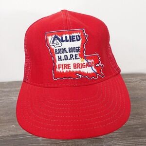 Vintage Allied Baton Rouge HOPE Hat Cap Snap Back Mesh Trucker Fire Brigade 80s